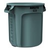 Rubbermaid Commercial 10 gal Round Trash Can, Gray, Open Top, Plastic FG261000GRAY